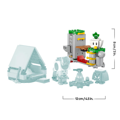LEGO Super Mario Captain Toad's Camp set with Goomba figure, tent, and collapsing bridge, interactive toy for kids aged 6+.