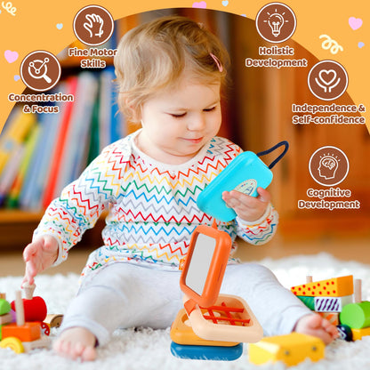 ZCOINS Foldable 5-Panel Activity Busy Cube for Toddlers 18M+, Home & Travel Montessori Sensory Busy Board with Fine Motor Activities, Independent Play Baby Toy Airplane Essentials & Learning Gift