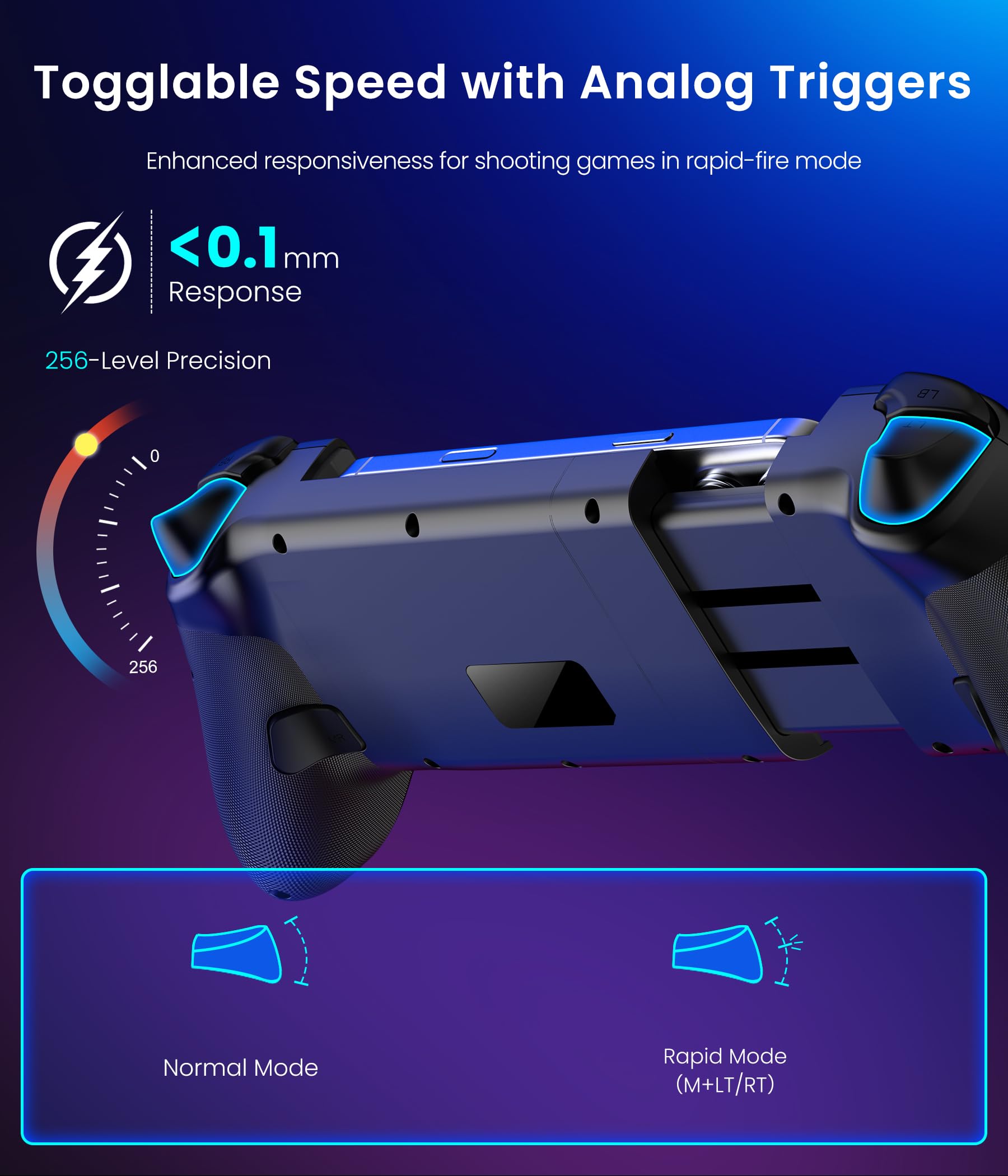 Fanxieast handheld Switch 2 Pro controller with full-size design, wireless gaming, RGB lighting, turbo, vibration, and hall effect joystick.