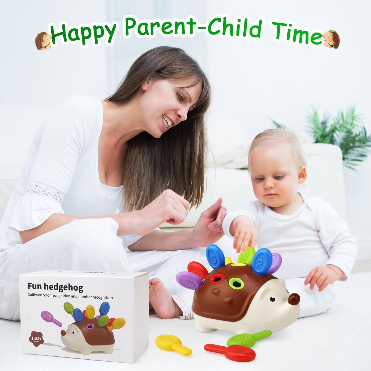 BelleStyle Baby Sensory Montessori Toys for 18 Months, Hedgehog Fine Motor Skills Toys Sorting Game Development Activity Toys Educational Learning Travel Toys for Toddlers Boys Girls 2 3 Years Old