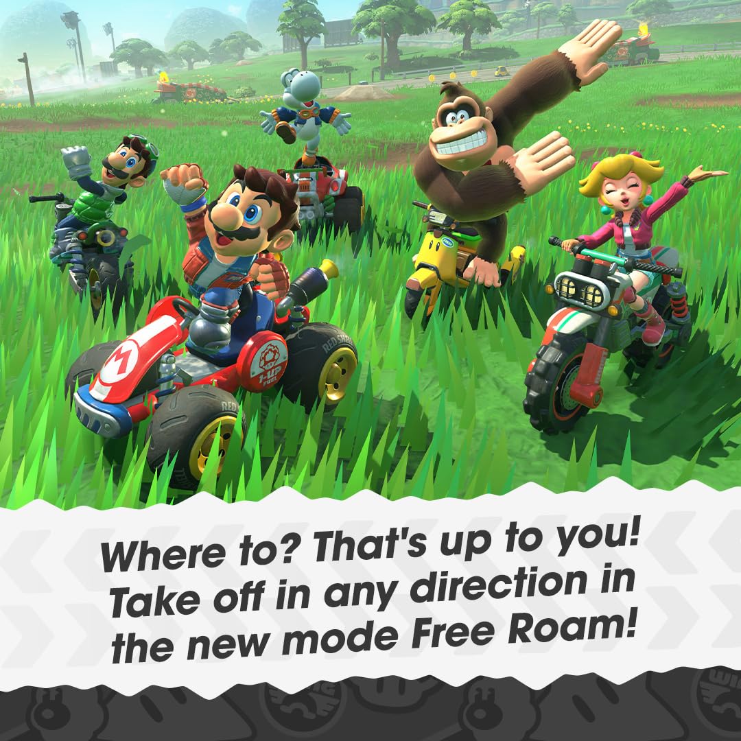 Nintendo Mario Kart World game box art featuring colorful characters and racing scene from the popular Nintendo video game.