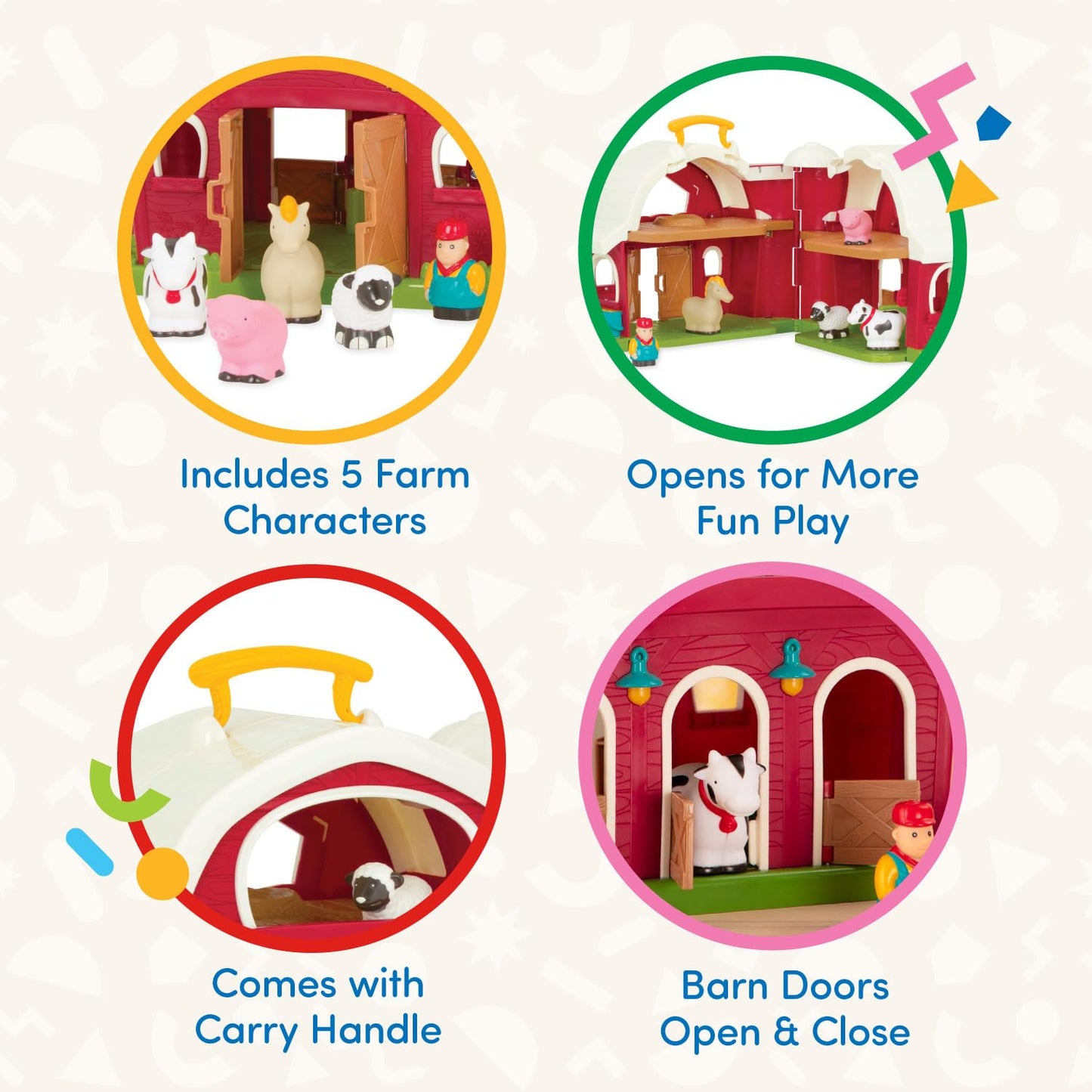 Battat– Big Red Barn, Animal Farm Playset – Learning Toy for Toddlers, 18M Plus, 13.5" x 9"x 12"
