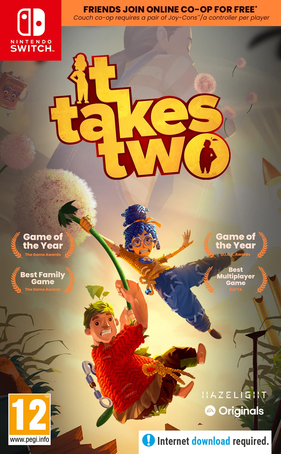 It Takes Two Nintendo Switch game case with artwork, suitable for Switch 2, featuring vibrant cover art and game title.