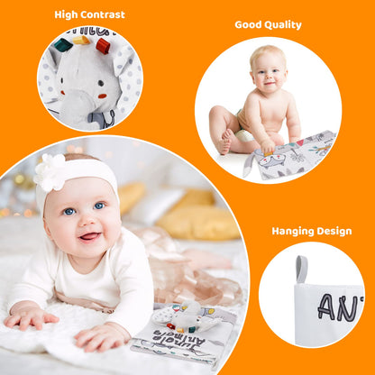 Baby Books, Soft Crinkle Cloth Sensory Toy High Contrast Soft Book, Fabric Touch and Feel Activity Early Development Toy Infant Boy Girl Shower Present