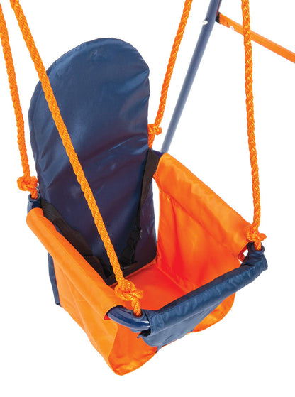 Hedstrom Folding Baby Swing Set | Age 6-36 Months | Outdoor Garden or Home Play Equipment Children | Adjustable Kids Playground | Toddler Toy Chair High Back, Blue/Orange