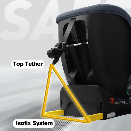 Reecle I-Size 360 Swivel Baby Car Seat, 40-150cm (0-12 Years), Compatible with ISOFIX (Grey)