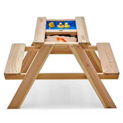 Plum Play Surfside Junior Sand and Water 3 in 1 Activity Play Picnic Table with Sunshade Parasol - Removable Table Top (Teal)