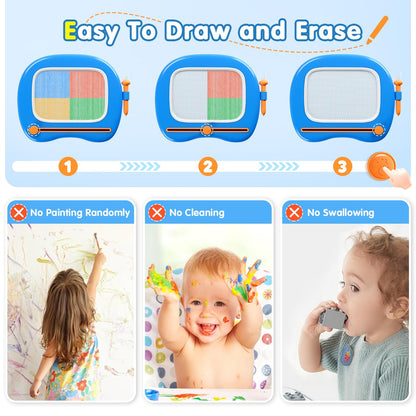 SYHLN Magnetic Drawing Board Toddlers Toys for 1 2 Year Old Boys - Preschool Learning Educational Toys for 12-18 Months Baby - Doodle Pad Birthday Gifts Presents for Kids Age 1-3 - Blue