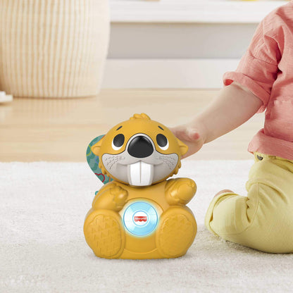 Fisher-Price Linkimals Boppin’ Beaver - UK English Edition, Light-up Musical Activity Toy for Baby, GXD79