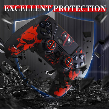 9CDeer non-slip silicone cover for PS5 controller with thumbstick caps and sticker, providing grip and protection for gaming.