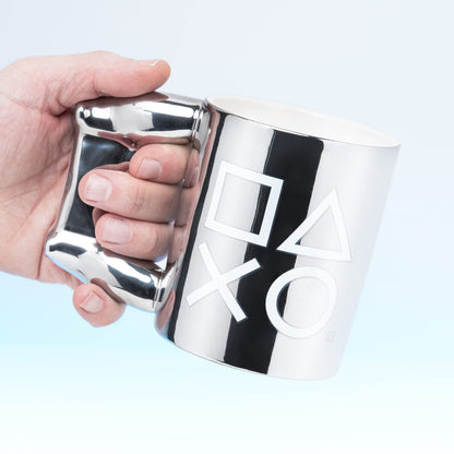 PlayStation Paladone DS4 Silver Controller Mug, Ceramic Coffee Mug for Gamers, 550 ml, Multicolored, PP9388PS