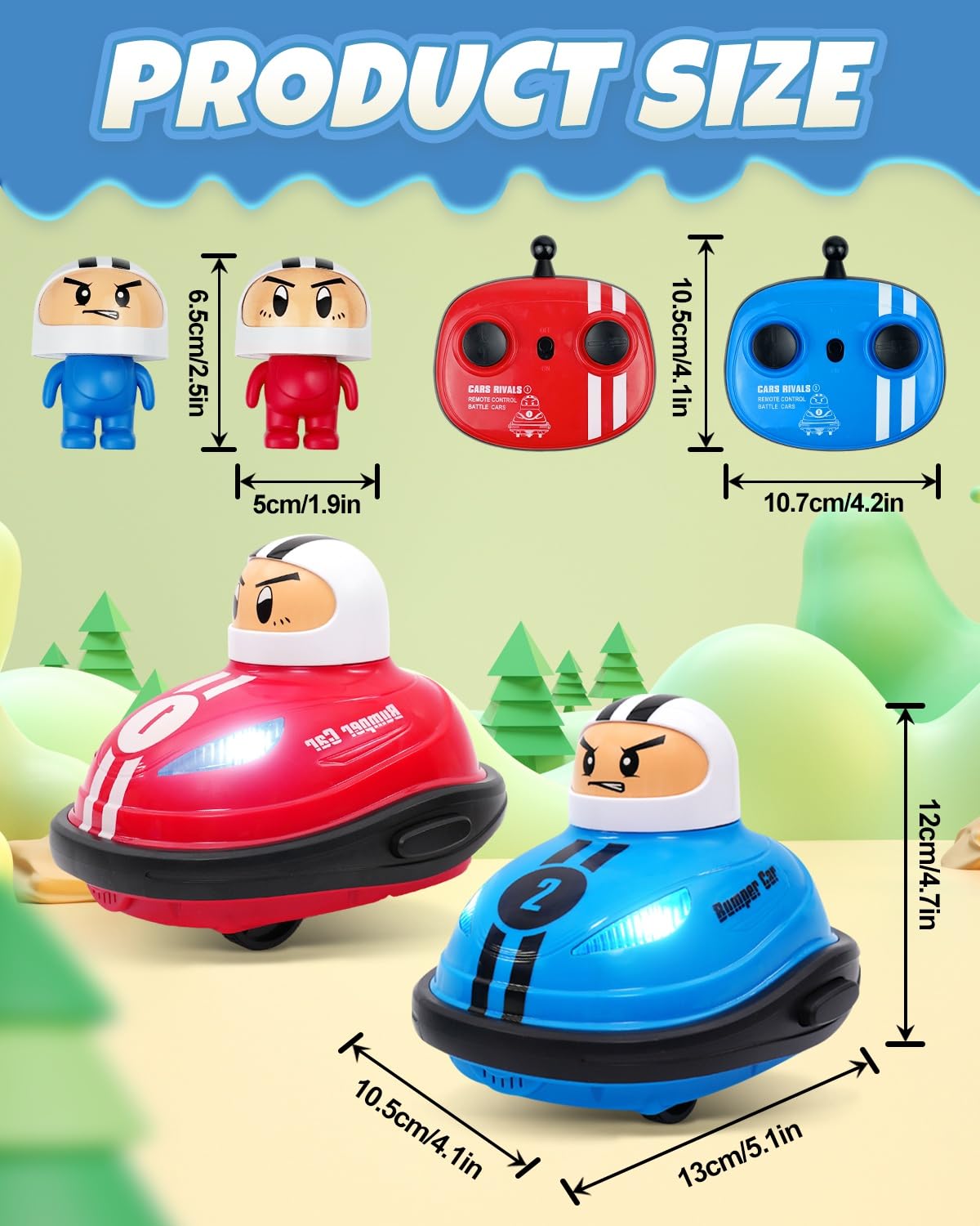 Victoper 2Pack Remote Control Cars for Kids with Popup Doll, Rechargeable RC Cars with Light & Music Sound,RC Battle Race Toys Car for Boys & Girls,Gift for Kids with Christmas Birthday