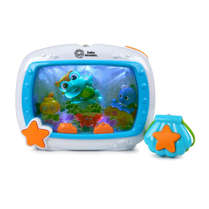 Baby Einstein Sea Dreams Soother crib toy with remote, calming lights and melodies for newborns and babies.