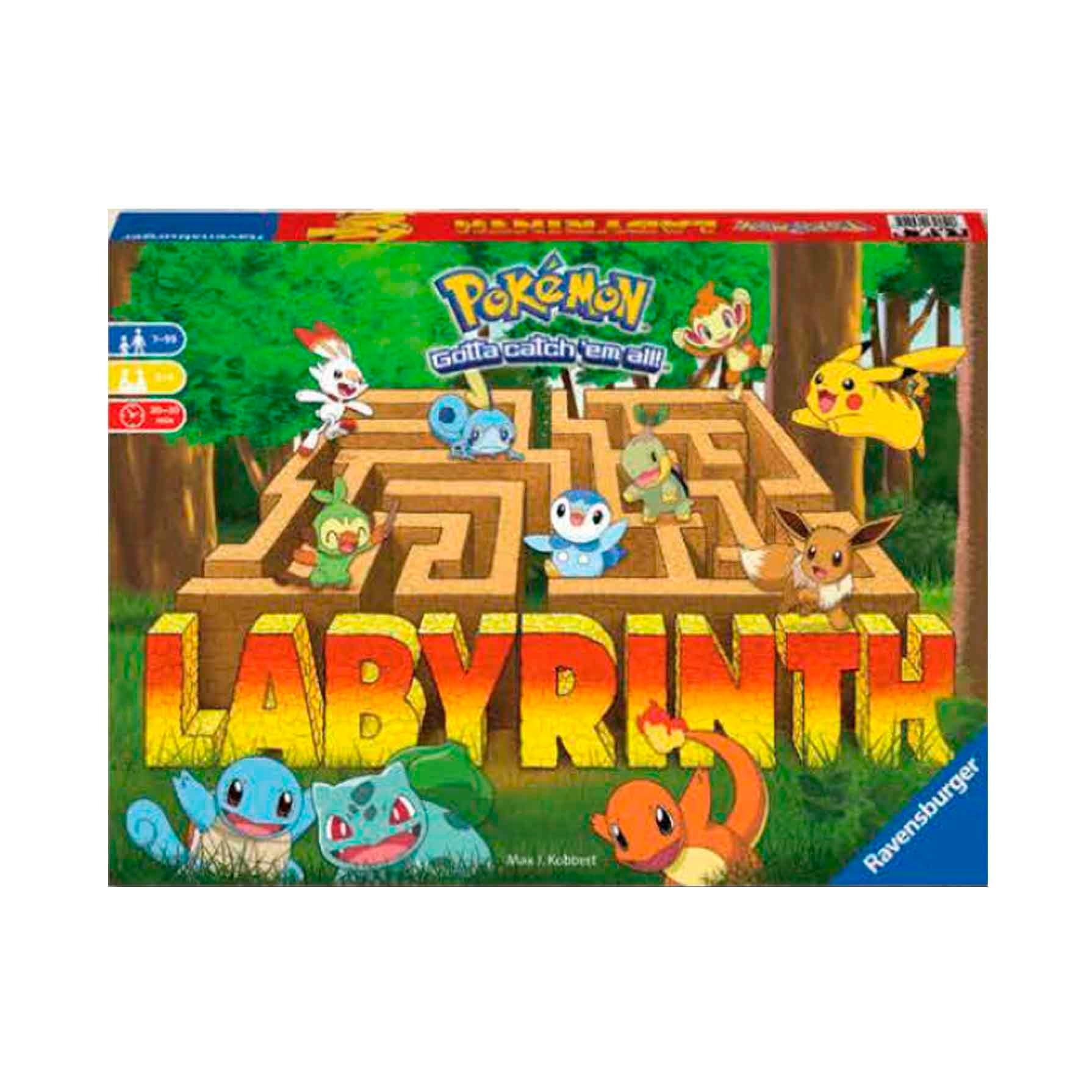 Ravensburger Pokemon Labyrinth board game with colorful maze design, suitable for 2-4 players aged 7 and up.
