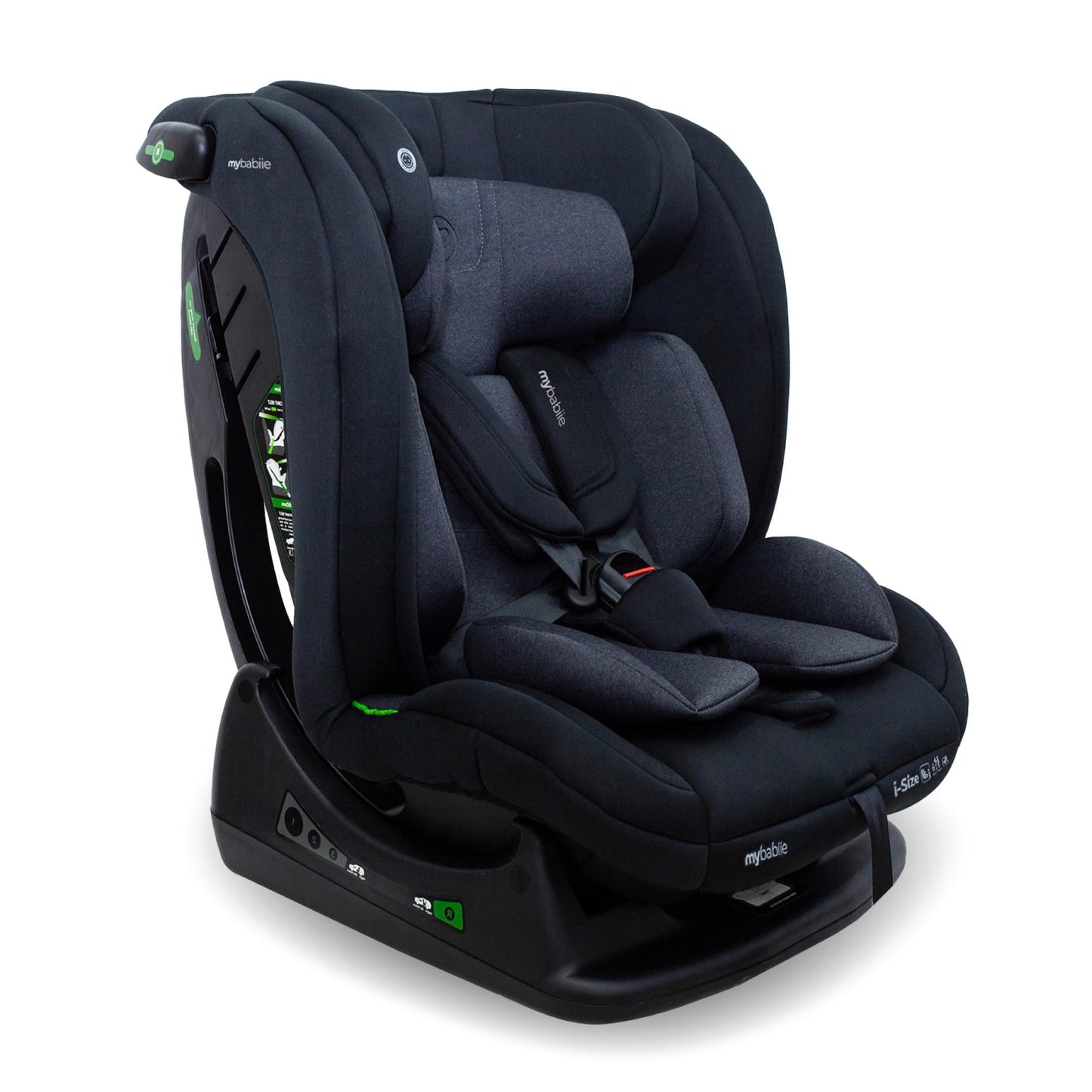 My Babiie MBCS100 2-in-1 Convertible R129 Child Car Seat - Belted, 40-150cm (Approx. Birth - 12 Years, 0-36kg), i-Size, Group 0+1/2/3, Adjustable - Black