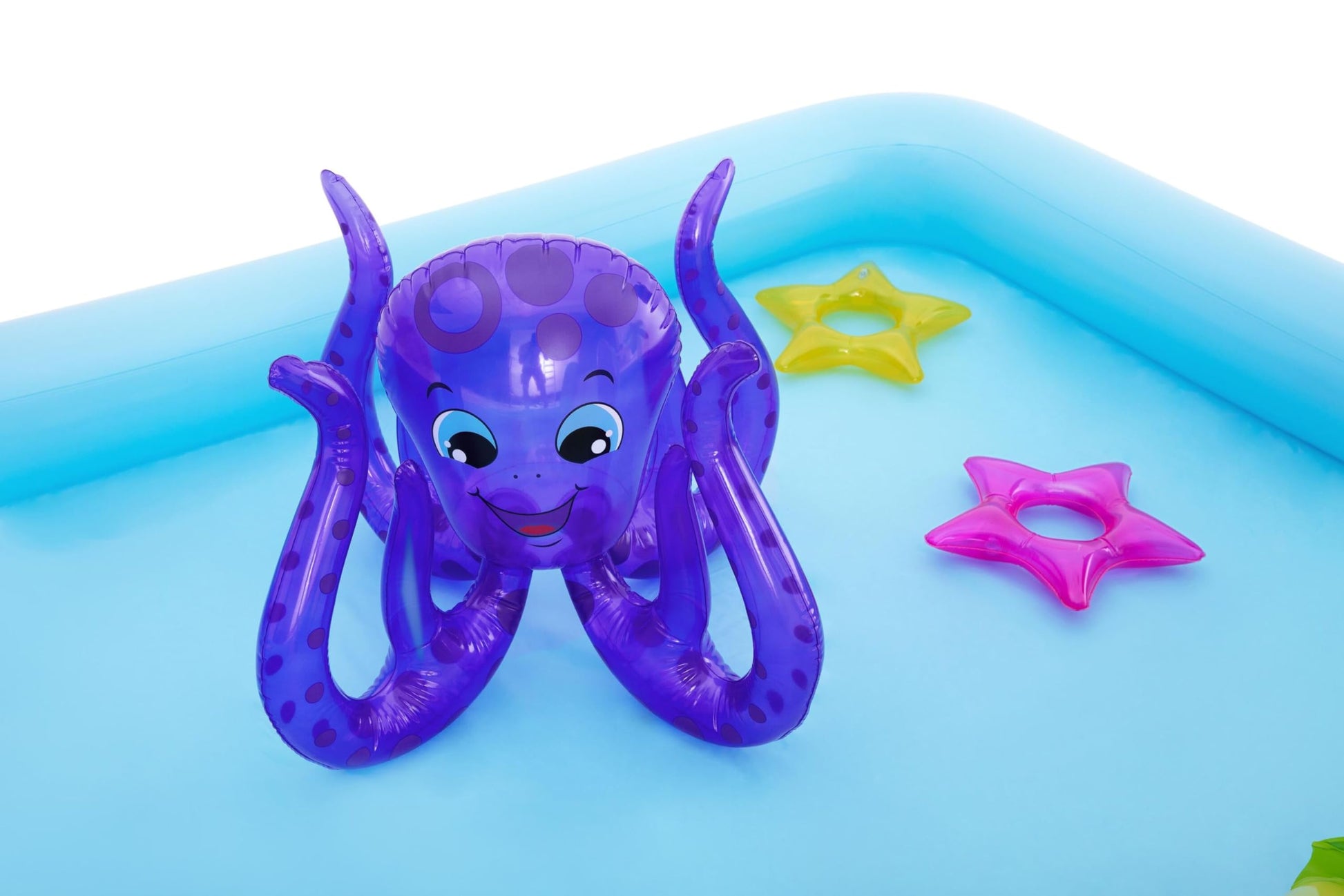 Bestway 7'10" x 6'9" Fantastic Aquarium Play Center with colorful aquatic designs and water features for kids.