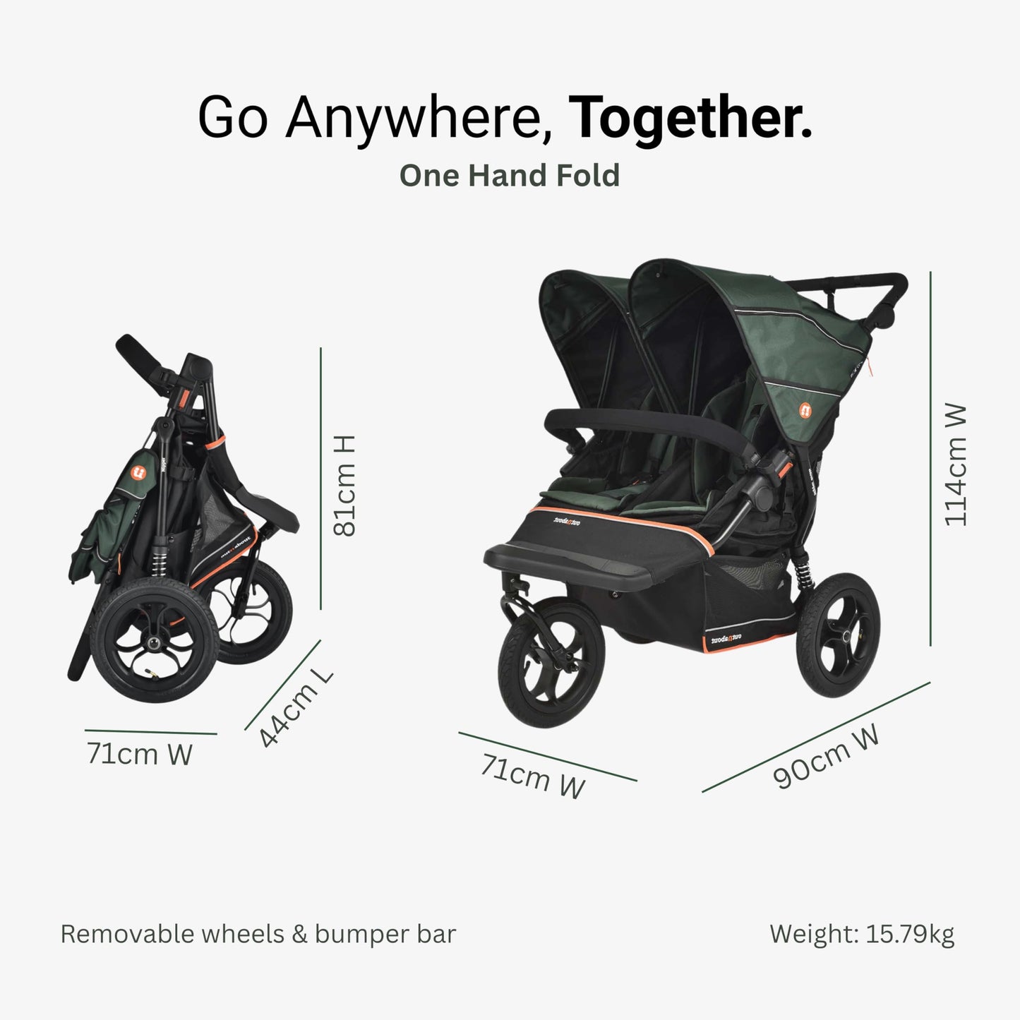 Out’n’About Nipper Double V6 Pushchair | Lightweight All-Terrain Twin Buggy with Raincover, 12” Air-Filled Wheels & Compact Fold | Side-by-Side Stroller for Newborn to Toddler - Brambleberry Red