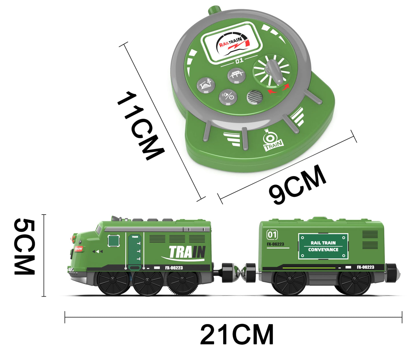 Train Toy Remote Control Locomotive, Motorized Train Set for Wooden Track, Electric Trains with Sound & Lighting Effects Compatible with Thomas, Brio, Chuggington