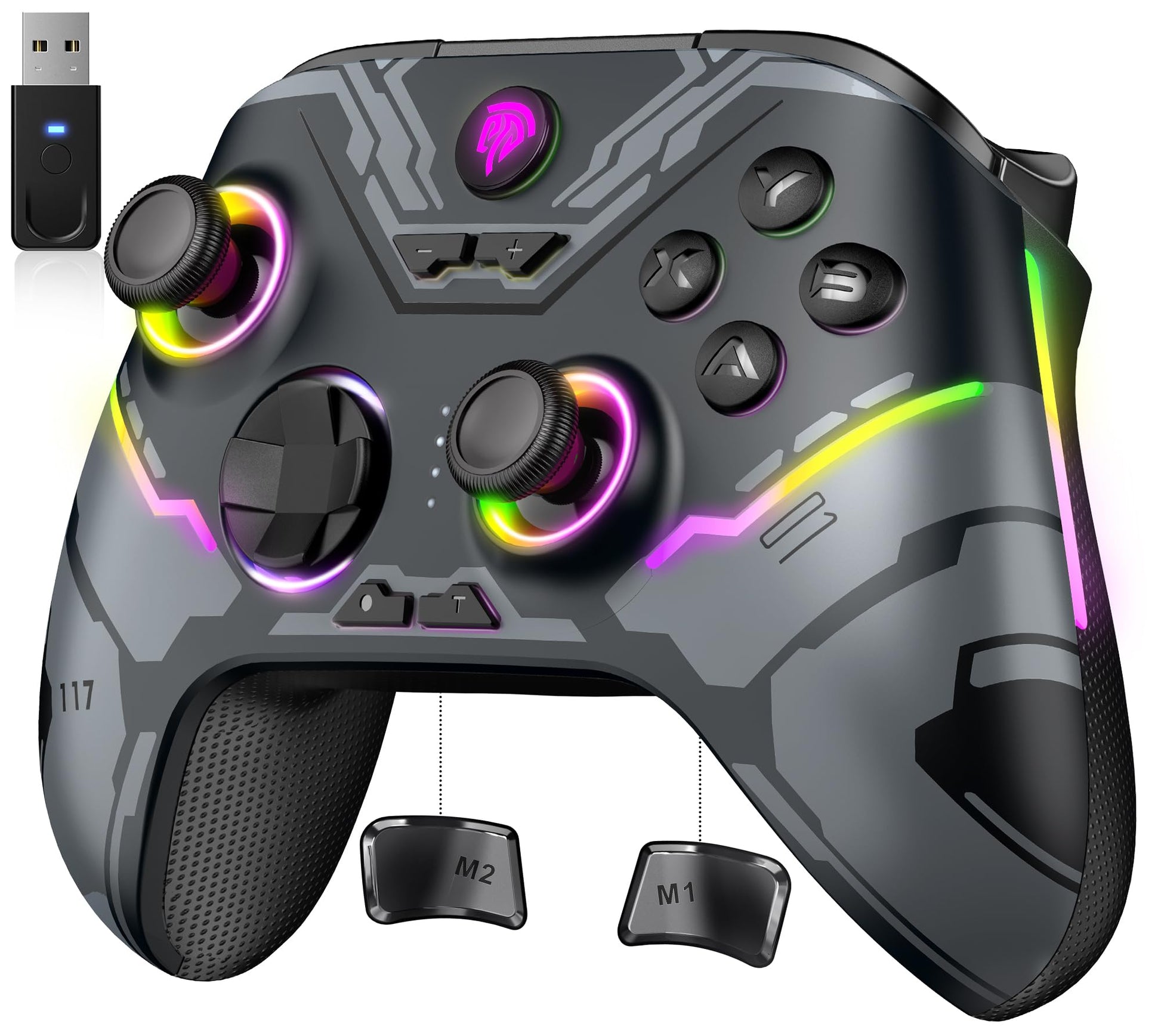 EasySMX X15 wireless PC controller with hall triggers and joysticks, compatible with Windows, Android, Steam, and Switch.