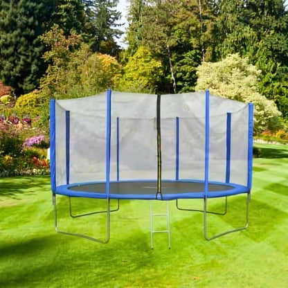 EVRE Trampoline 8ft Blue with Zipped Safety Enclosure Ladder Steel Frame Safety Pad TÜV Rheinland Certified Kids and Adults 244cm