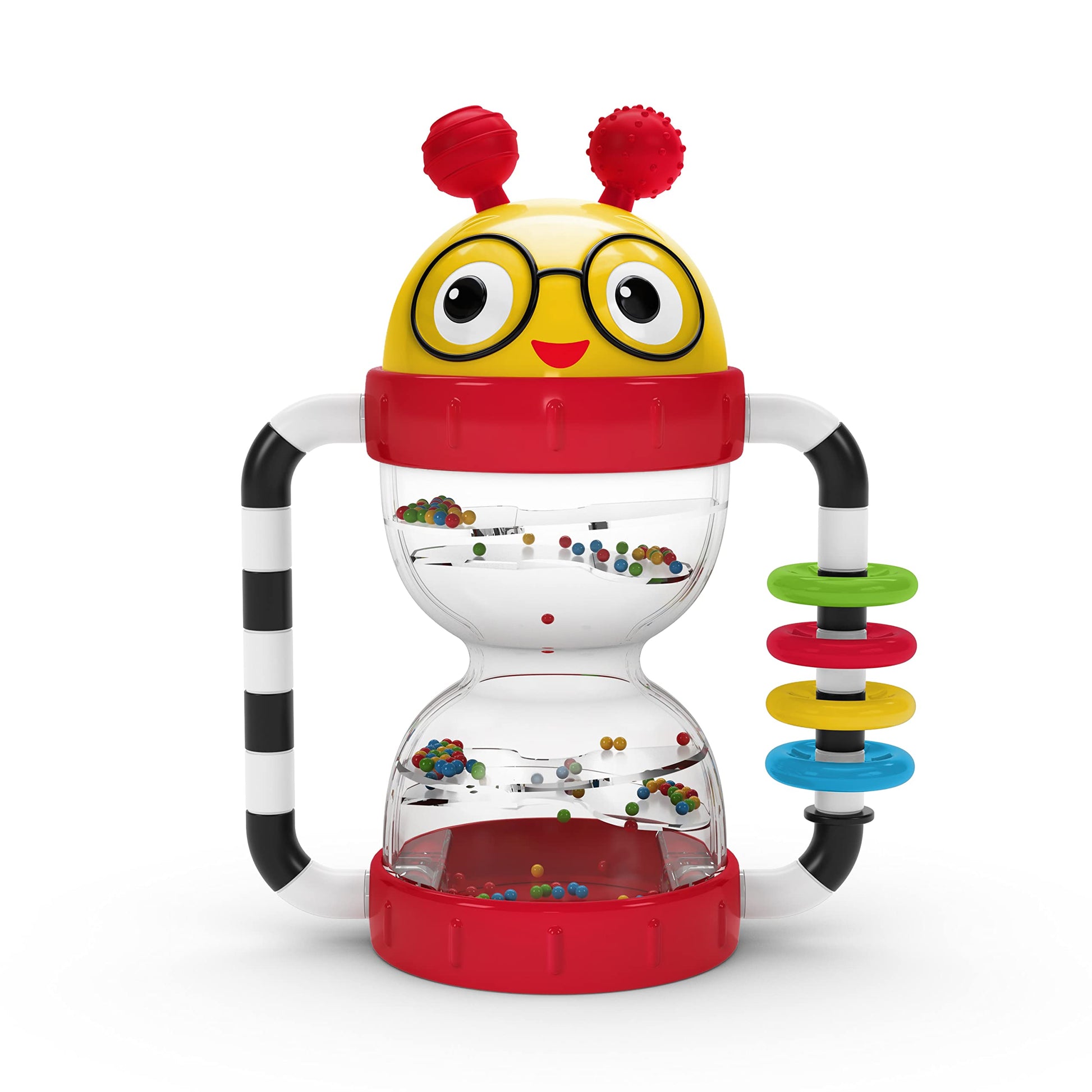 Baby Einstein Cal’s Sensory Shake-up rattling toy for infants, BPA-free, designed for babies 3 months and older.