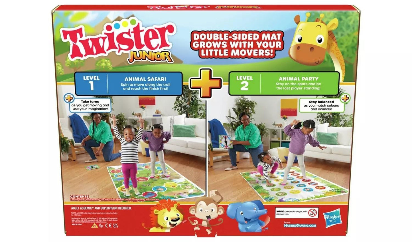 Hasbro Gaming Twister Junior, Classic Party Game Reimagined, for 3+ Year Old Girls and Boys, 2-4 Players, 2 in 1, 2-sided Mat