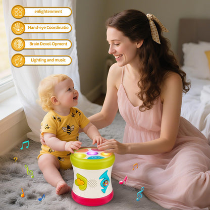 nicknack Baby Drum Kit for toddlers, featuring lights and sensory elements for ages 12-18 months, perfect for early learning.