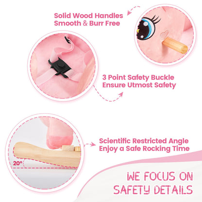 FUNLIO Unicorn Baby Rocking Horse, Pink Fairy Unicorn Rocking Horse for Toddlers 6 Months to 3 Years, Stuffed Ride-on Animal Rocker, Easy to Assemble, CPC & CE Certified