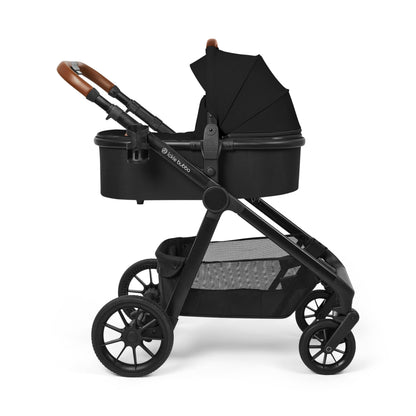 Ickle Bubba Virgo Growing Family 11 Piece Pram – Single to Double Tandem Pushchair with Carrycot, Footmuffs, Rain Covers & Accessories, Suitable from Birth (Black)