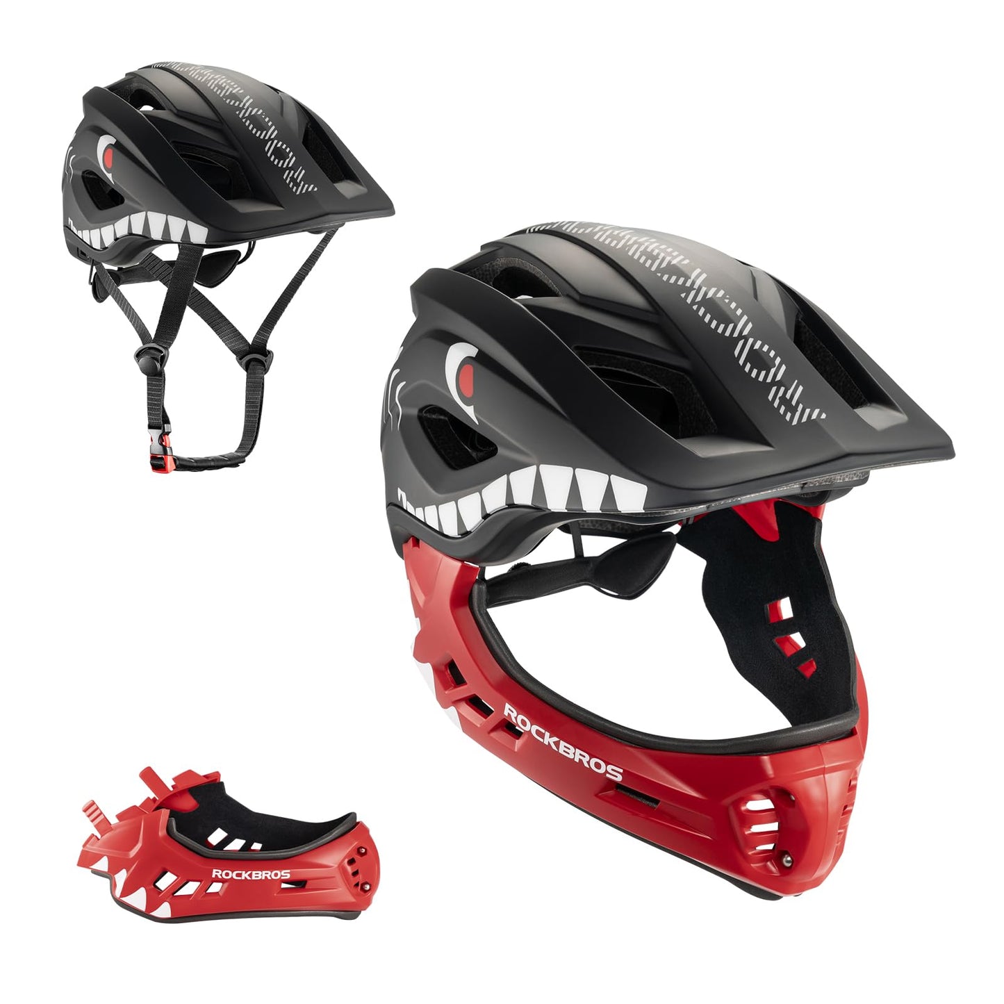 ROCKBROS Kids Full Face Bike Helmet Kids Helmet Toddler Bike Helmets Full Face Protective Safety Helmet for MTB Skateboarding Scooter Roller Skating Cycling S: 48-52 cm, M: 55-58 cm