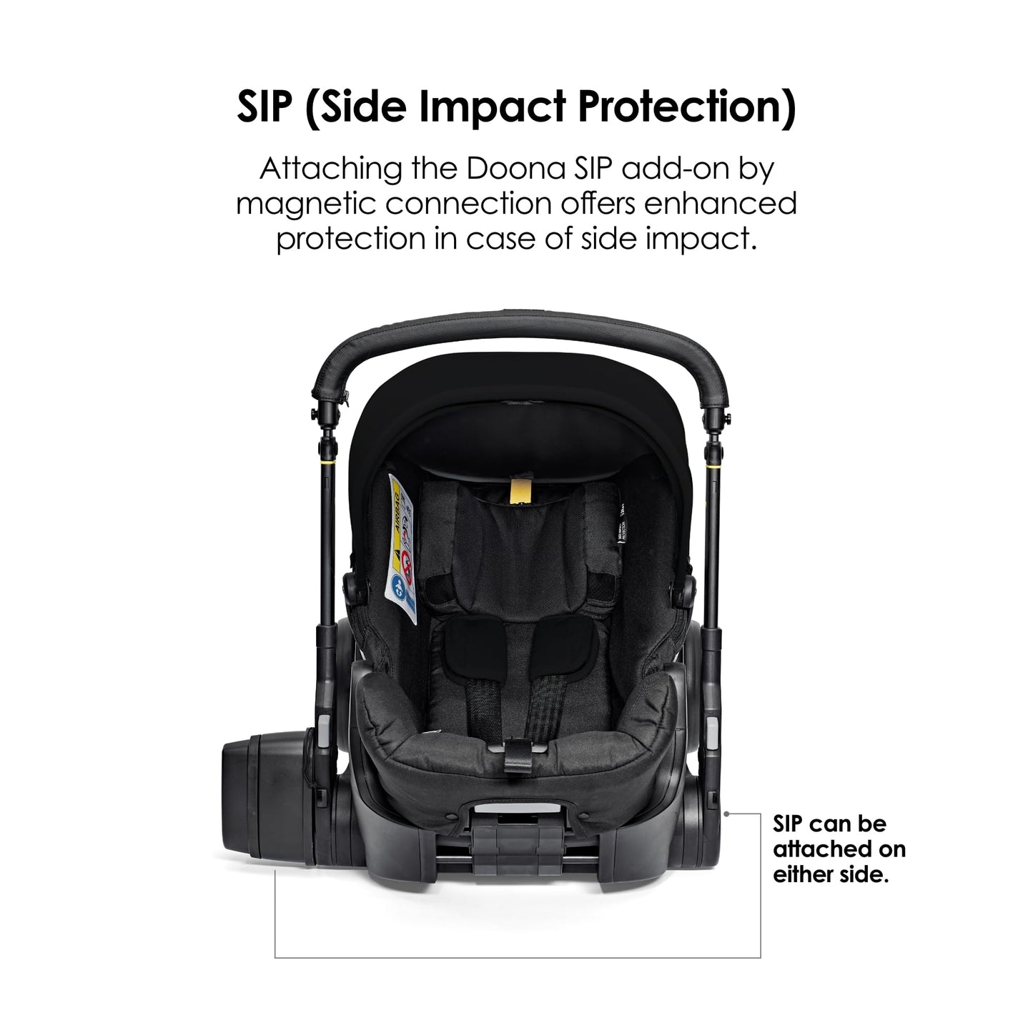 Doona X Baby Car Seat & Travel Stroller Nitro Black - Convertible 0+ Car Seat and Pram with 3 Recline Positions - Ergonomic Pushchair and Travel System - ISOFIX Base Sold Separately