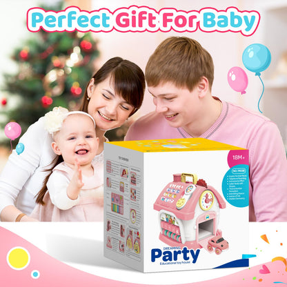 Toddler Toys for 1 2 Year Old Girls: Montessori Educational Toy for 1 Year Old, 6 in 1 Multi-Functional Activity House Baby Toys with Music/Clock/Telephone, Birthday Gifts for 1 2 Year Old Girls Kids