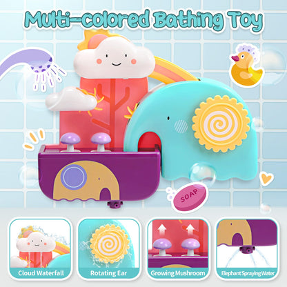 Cute Stone baby bath toys set with squirty ducks, slide, fishing net, and educational bath toys for boys and girls.