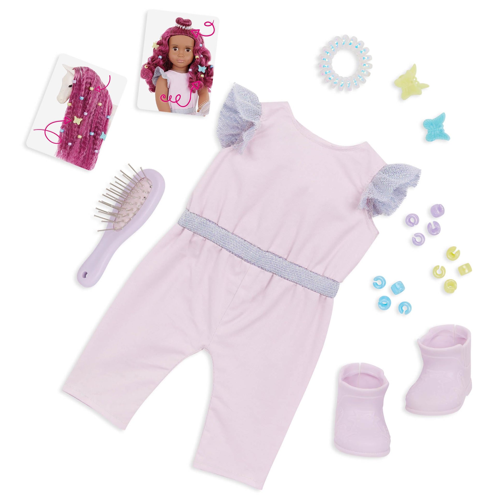 Our Generation Estra 18-inch fashion doll with horse foal Delta Duo in a playful setting for kids aged 3 and up.