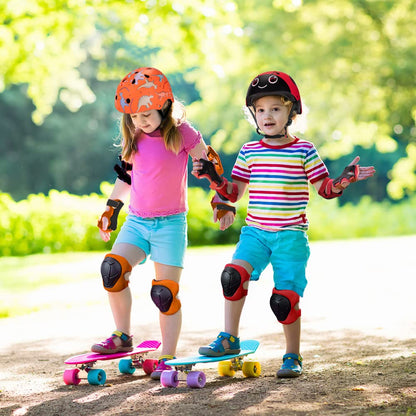Kids Helmet Pads Set for 2-8 years old Toddler Bike Helmets Lightweight Safety Helmet Elbow Knee Pads Protection Gear for Skateboard Scooter Skating, Gifts for Boys Girl (Orange)
