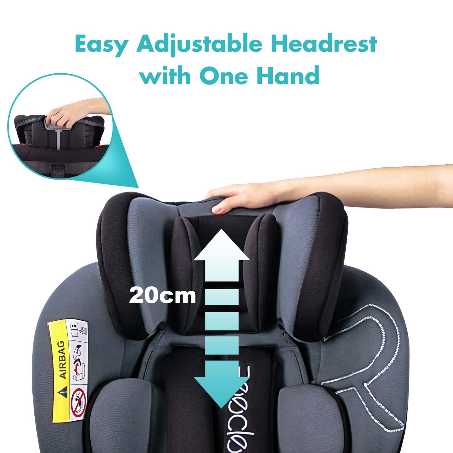 Reecle 360 Swivel Baby Car Seat with ISOFIX, Group 0+1/2/3 (0-36 kg), Approx. 0-12 Years (Black)