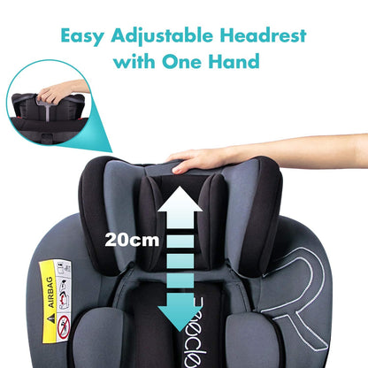 Reecle 360 Swivel Baby Car Seat with ISOFIX, Group 0+1/2/3 (0-36 kg), Approx. 0-12 Years (Black)