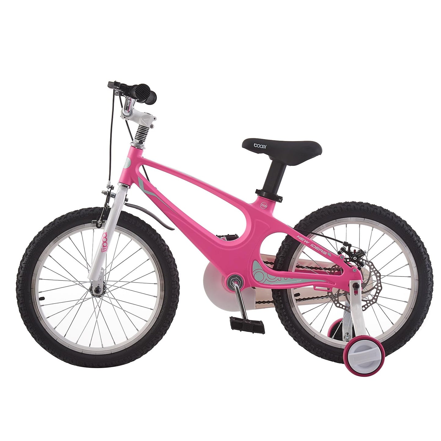 Pink BSTSEL children's 14-inch bicycle with double brakes, silent stabilizers, suitable for boys and girls, perfect kids gift.