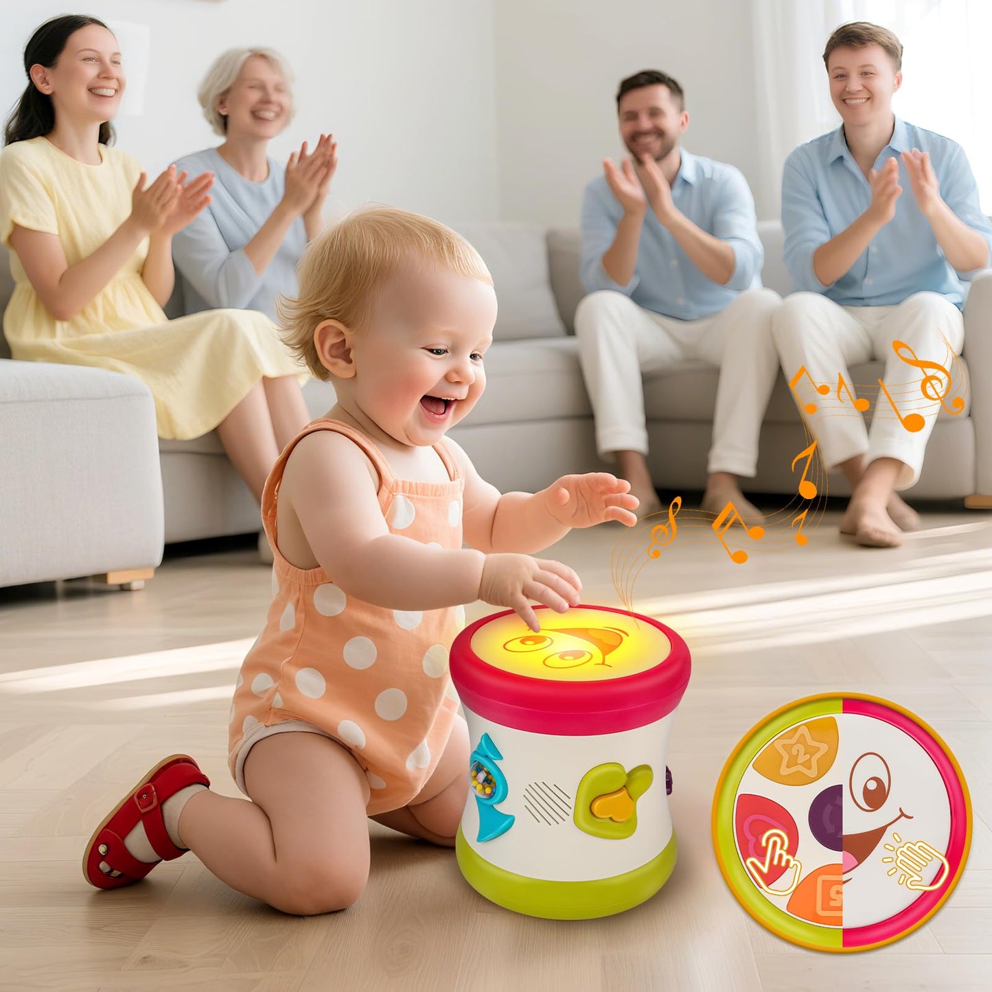 nicknack Baby Drum Kit for 1-year-olds, featuring lights and sensory elements, perfect for early learning and play.