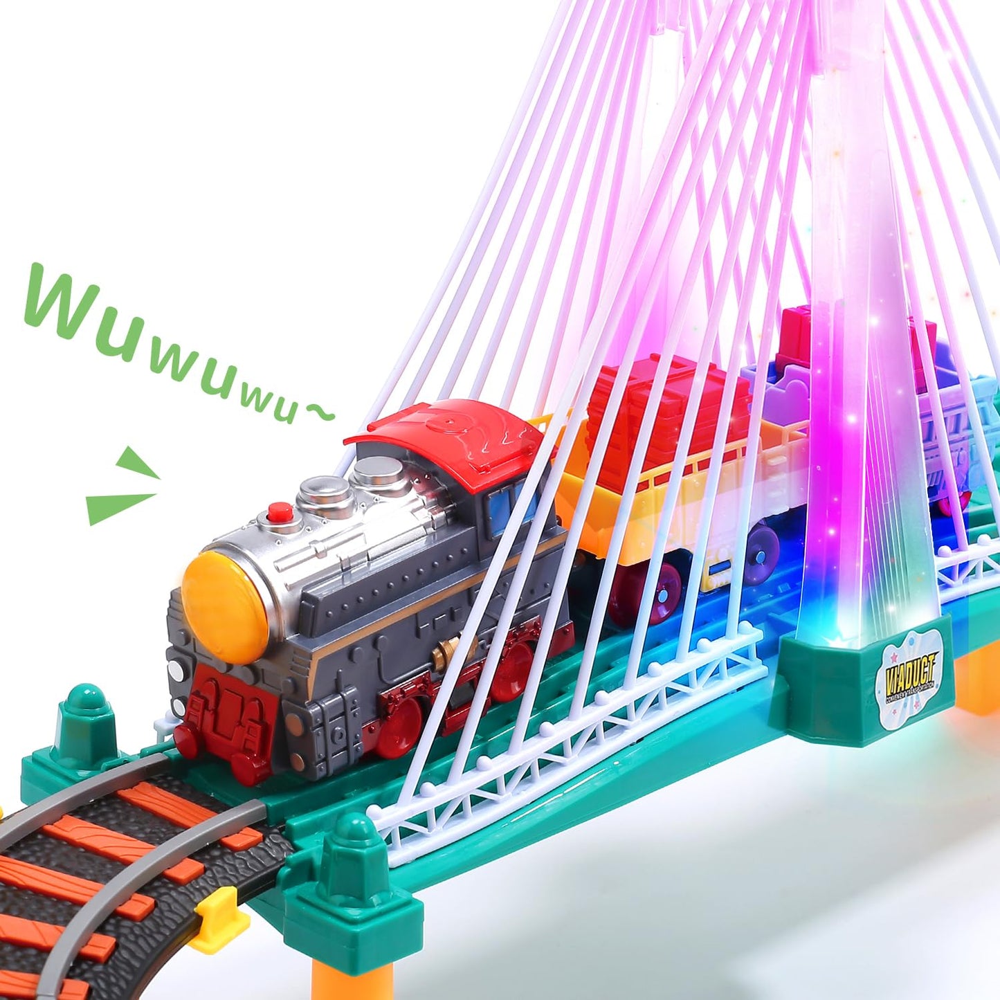 Electric Toddler Train Set Toy, Battery Powered Railway Train Track Toy Playset，Great Christ Gift for Kids Ages 3 4 5, Boys and Girls