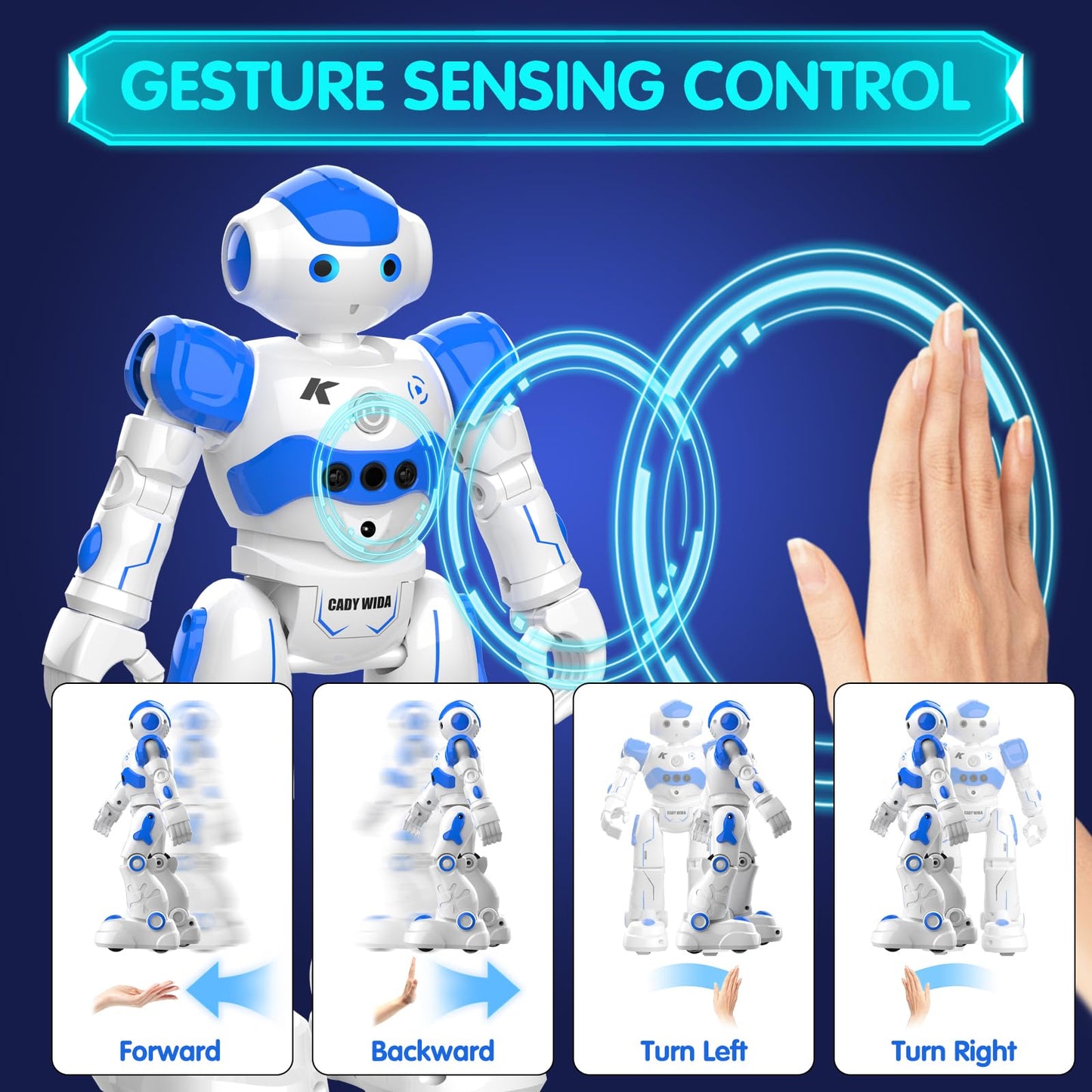 Pup Go Smart RC AI Robot Toy for Kids 3+, Early for Boys, Singing Dancing Interactive Talking Gesture Sensing Remote Control, STEM Educational Autistic (Blue)