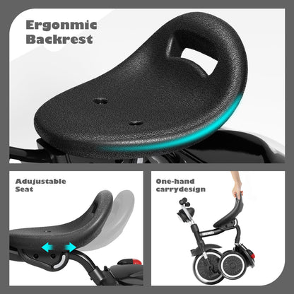 KORIMEFA Kids Tricycles for 1-3 3-5 years old, Toddler Gift Trike with Storage Basket, Boys Girls Bike with Adjustable Seat & Night Reflector, Balance Training Bicycle, Kids Toy Outdoor Indoor