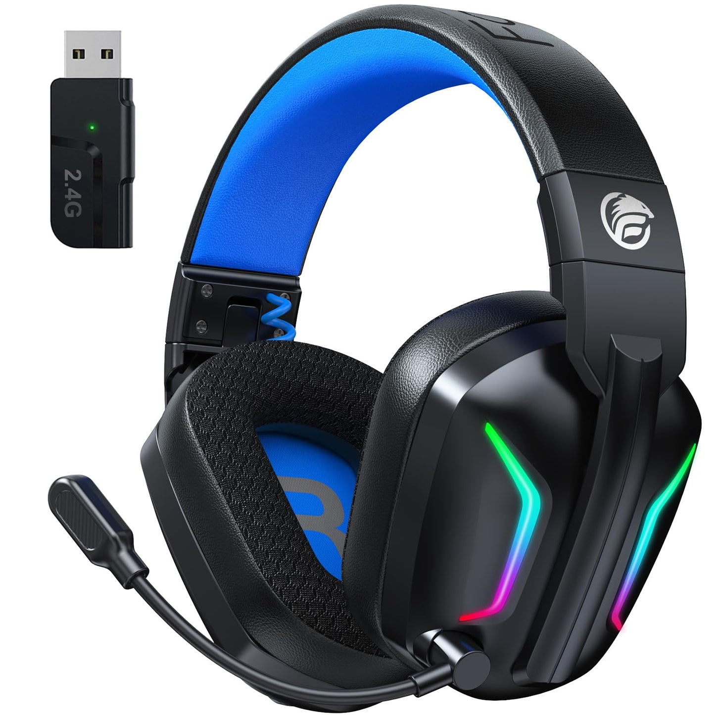 Fachixy FC300 wireless gaming headset with microphone, Bluetooth, 2.4GHz USB, 50-hour battery, and 3D stereo sound for gaming devices