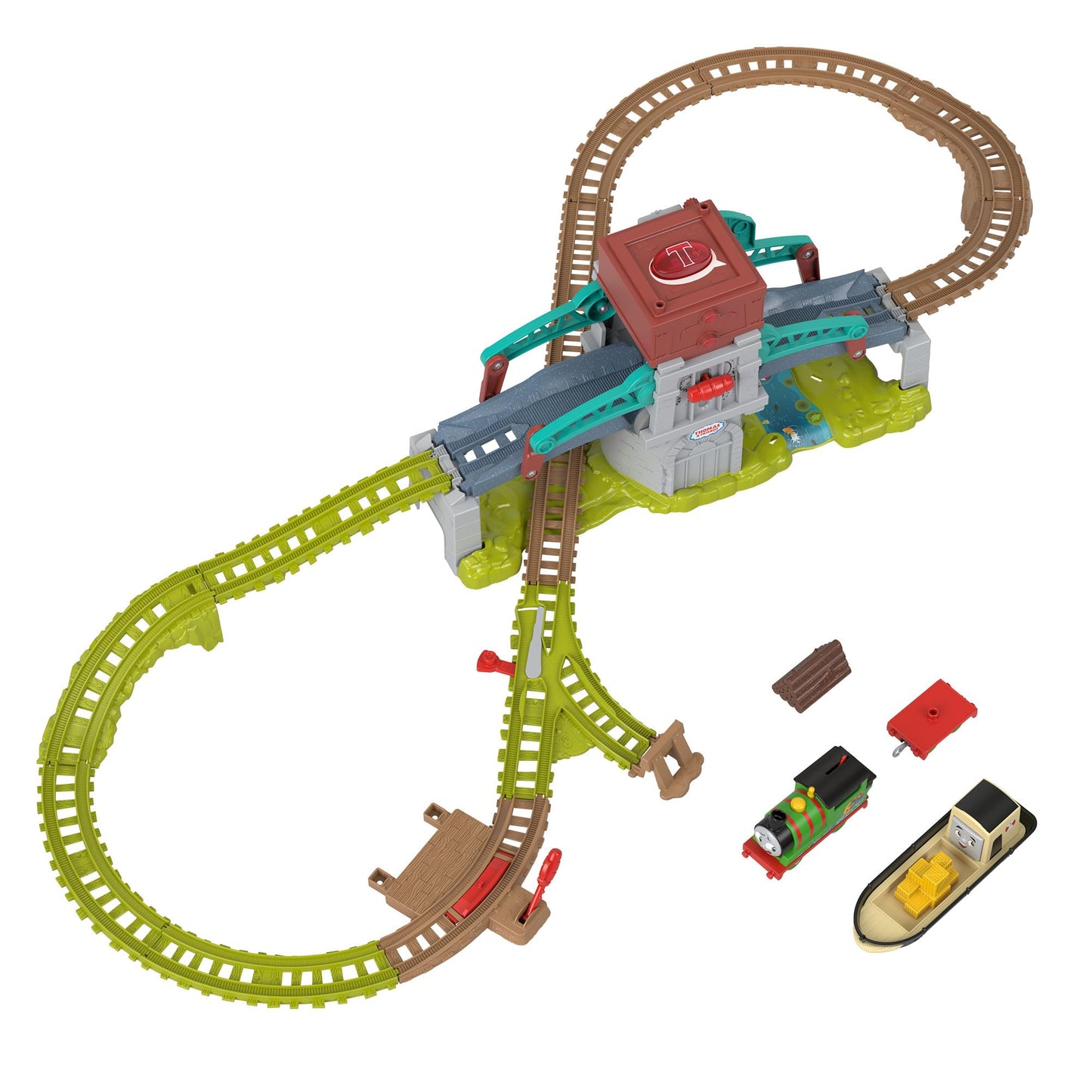 Thomas & Friends Train Set Talking Bulstrode & Which-Way Bridge Track Playset with Sounds & Percy Engine for Kids Ages 3+ Years, UK English Version, HYR84