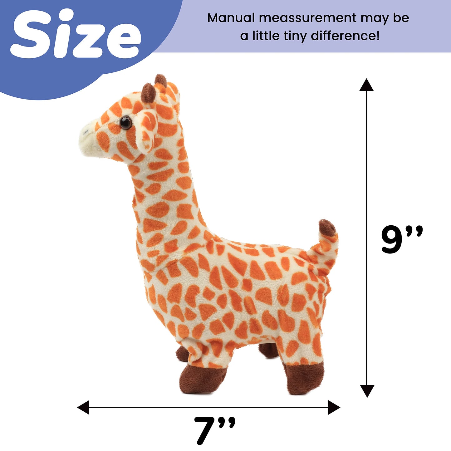 Hopearl Walking Giraffe Interactive Electronic Pet Plush Jirafa Toy with Sounds and Movements Animated Shaking Tail Gifts for Toddlers Birthday, Brown, 23cm