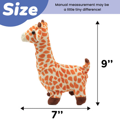 Hopearl Walking Giraffe Interactive Electronic Pet Plush Jirafa Toy with Sounds and Movements Animated Shaking Tail Gifts for Toddlers Birthday, Brown, 23cm