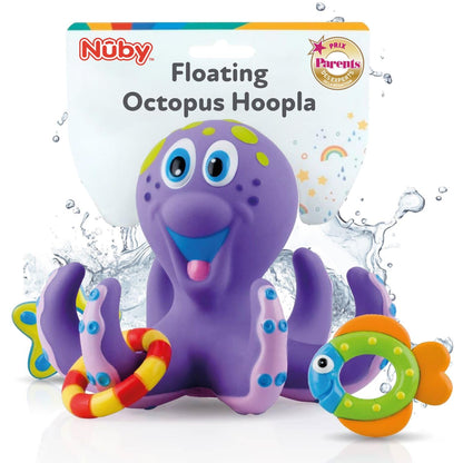 Nuby Octopus Floating Bath Toy - Sensory Development | 3 Rings Included | Colourful
