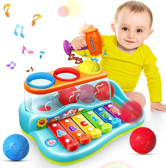 Kaysaitoy baby xylophone toy for 1 year old children, with colorful keys and hammer for early musical learning and fun.