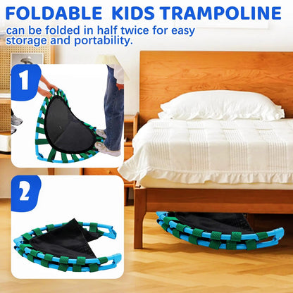 Forroby 36 Inch Kids Trampoline Height Adjustable with Handle,Steel Frame Foldable Toddler Sports Trampolines With Protective Cover,Mini Trampoline for Children Boys Girls Outdoor Indoor 3 Years+,Blue