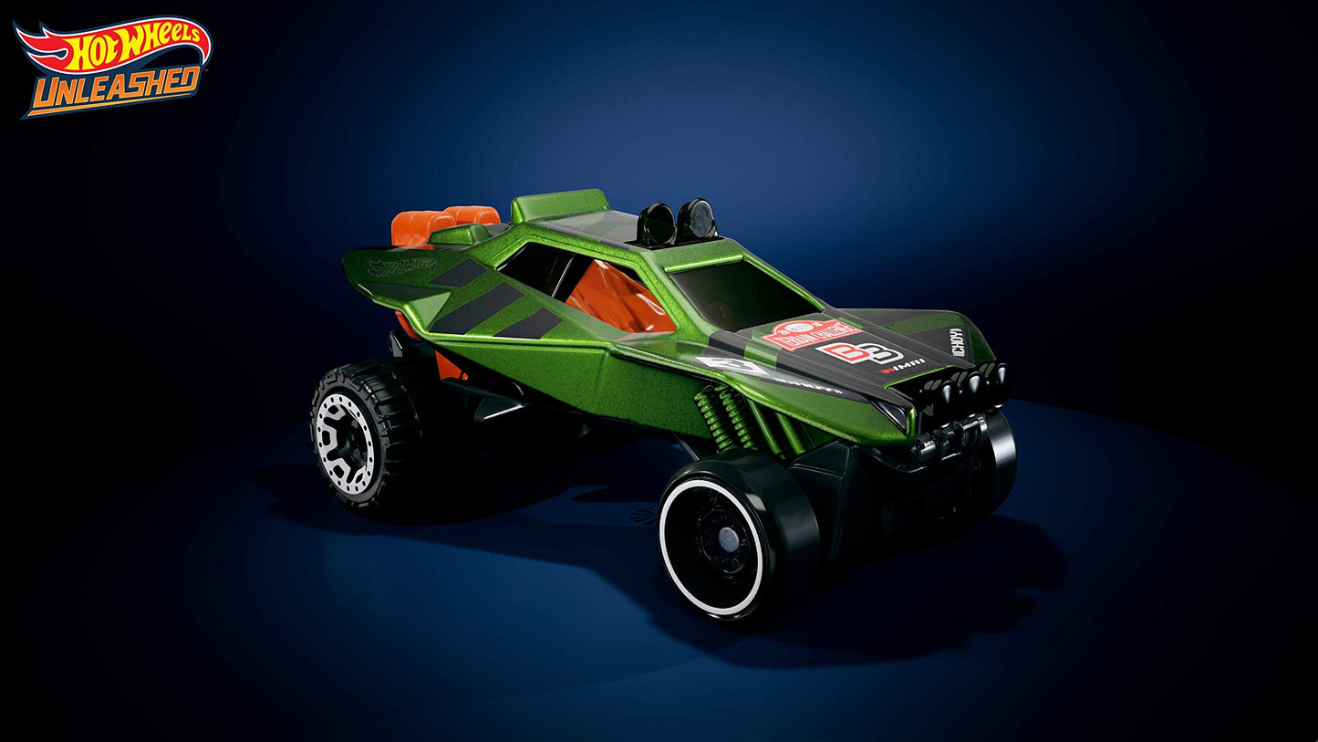 Hot Wheels Unleashed video game for PlayStation 5, featuring colorful car racing scenes from Deep Silver.